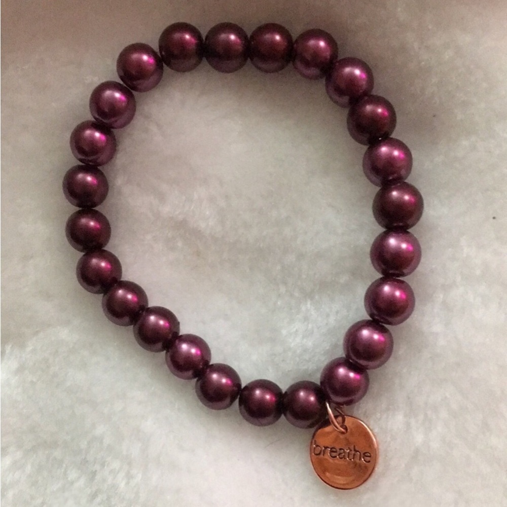 Elegant Purple Beaded Bracelet with Charm